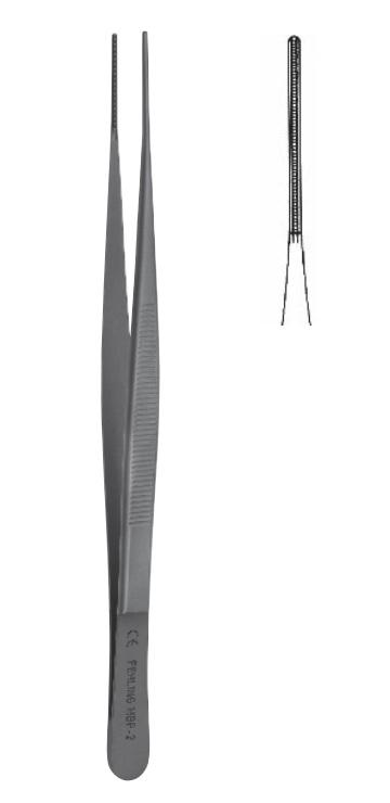 Пінцети хірургічні, атравматичні, "Diethrich", прямі, з титану, зубчаста щелепа, кінчик 1,5 мм, загальна довжина 150 мм. FEHLING INSTRUMENTS GmbH & Co. KG